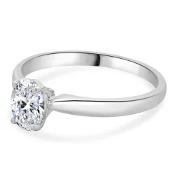 14 Karat White Gold Oval Diamond Engagement Ring