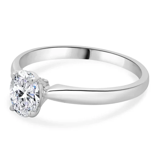 14 Karat White Gold Oval Diamond Engagement Ring