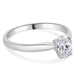 14 Karat White Gold Oval Diamond Engagement Ring