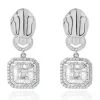 18 Karat White Gold Panther Mosaic Set Diamond Drop Earrings