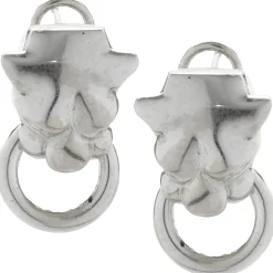 18 Karat White Gold Panther Earrings