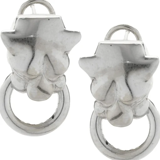 18 Karat White Gold Panther Earrings