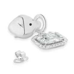 18 Karat White Gold Panther Mosaic Set Diamond Drop Earrings