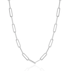 14 Karat White Gold Paperclip Chain Necklace