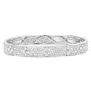 18 Karat White Gold Pave Diamond Bangle Bracelet with Floral Cut Out Stations