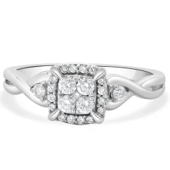 10 Karat White Gold Pave Diamond Engagement Ring