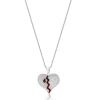 10/14 Karat White Gold Pave Diamond and Enamel Broke Heart Necklace