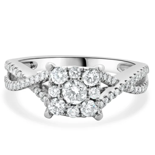 14 Karat White Gold Pave Diamond Engagement Ring
