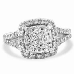 10 Karat White Gold Pave Diamond Engagement Ring