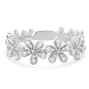 14 Karat White Gold Pave Diamond Flower Station Band