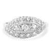 14 Karat White Gold Pave Diamond Vintage Art Deco Ring