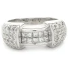 14 Karat White Gold Pave Diamond Ring with Invisible Set Princess Cut Diamond Center