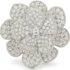 18 Karat White Gold Pave Diamond Flower Ring