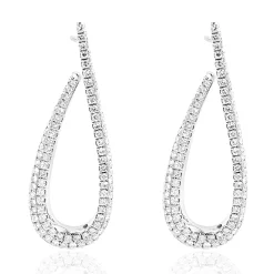 18 Karat White Gold Pave Diamond Loop Through Drop Earrings