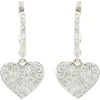 14 Karat White Gold Pave Diamond Heart Drop Earrings