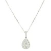 14 Karat White Gold Pave Diamond Pear Shape Necklace
