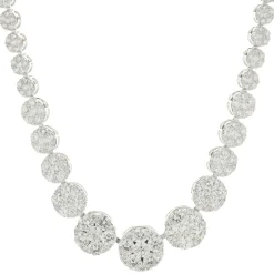 18 Karat White Gold Pave Diamond Graduated Collar Necklace