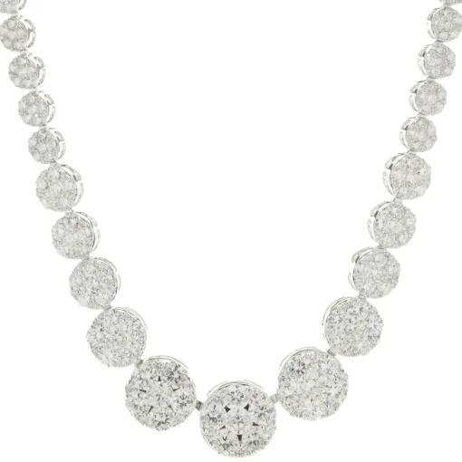 18 Karat White Gold Pave Diamond Graduated Collar Necklace