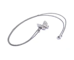 18 Karat White Gold Pave Diamond Butterfly Necklace