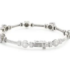 14 Karat White Gold Pave Diamond Flower Station Bracelet