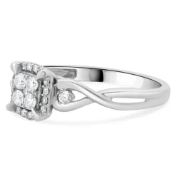 10 Karat White Gold Pave Diamond Engagement Ring