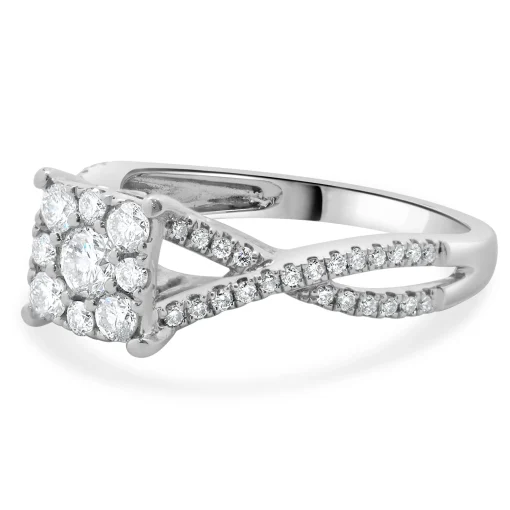 14 Karat White Gold Pave Diamond Engagement Ring