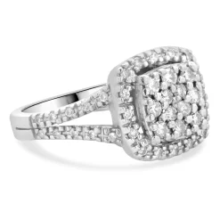 10 Karat White Gold Pave Diamond Engagement Ring