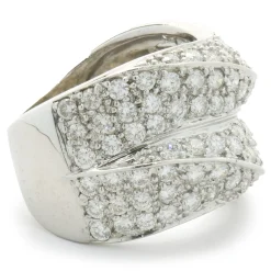 18 Karat White Gold Pave Diamond Wave Cigar Band