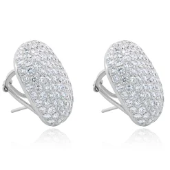 18 Karat White Gold Pave Diamond Button Earrings