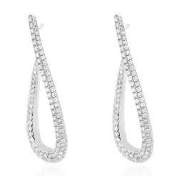 18 Karat White Gold Pave Diamond Loop Through Drop Earrings