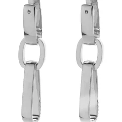 18 Karat White Gold Pave Diamond Industrial Geometric Drop Earrings