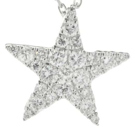 18 Karat White Gold Pave Diamond Star Necklace