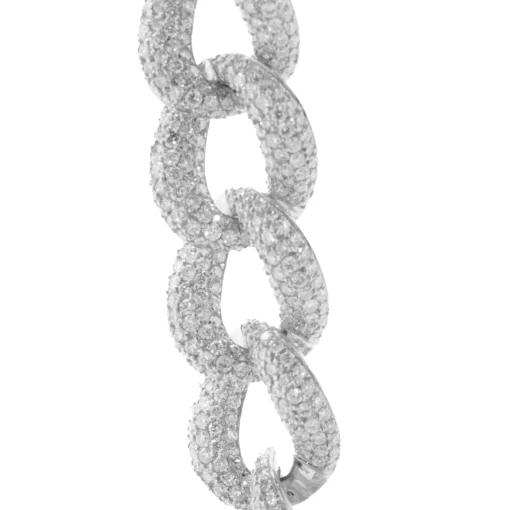 18 Karat White Gold Pave Diamond Cuban Link Bracelet