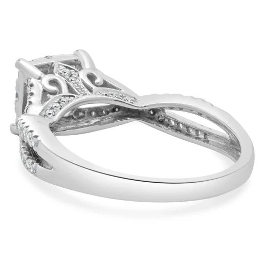 14 Karat White Gold Pave Diamond Engagement Ring