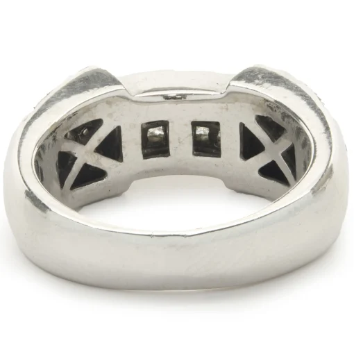 14 Karat White Gold Pave Diamond Ring with Invisible Set Princess Cut Diamond Center