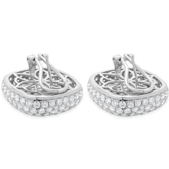 18 Karat White Gold Pave Diamond Button Earrings