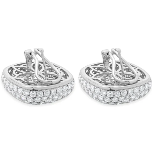 18 Karat White Gold Pave Diamond Button Earrings