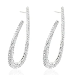 18 Karat White Gold Pave Diamond Loop Through Drop Earrings