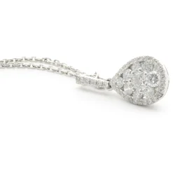 14 Karat White Gold Pave Diamond Pear Shape Necklace