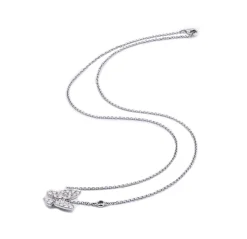 18 Karat White Gold Pave Diamond Butterfly Necklace