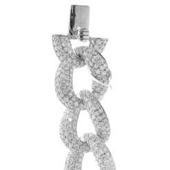 18 Karat White Gold Pave Diamond Cuban Link Bracelet