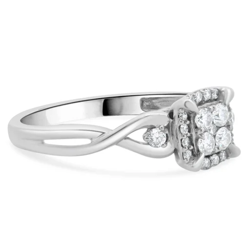 10 Karat White Gold Pave Diamond Engagement Ring