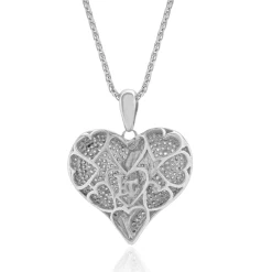 10/14 Karat White Gold Pave Diamond and Enamel Broke Heart Necklace