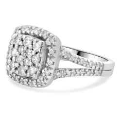 10 Karat White Gold Pave Diamond Engagement Ring