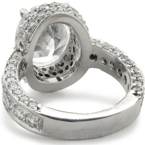 14 Karat White Gold Pave Diamond Semi Mount with Oval CZ Center