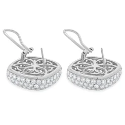 18 Karat White Gold Pave Diamond Button Earrings