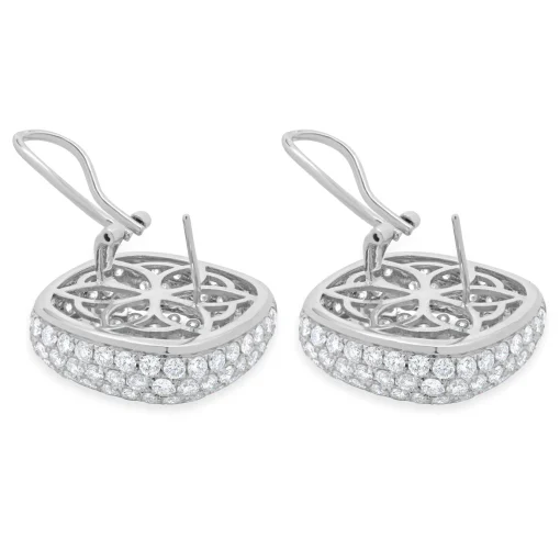18 Karat White Gold Pave Diamond Button Earrings