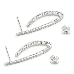 18 Karat White Gold Pave Diamond Loop Through Drop Earrings
