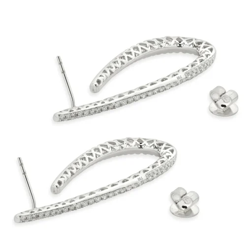 18 Karat White Gold Pave Diamond Loop Through Drop Earrings