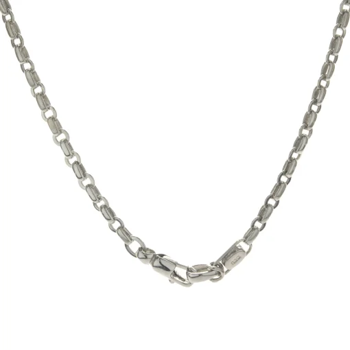 18 Karat White Gold Pave Diamond Oval Disc Necklace